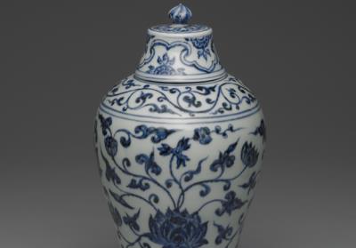 图片[2]-Lidded meiping vase with lotus decoration in underglaze blue, Ming dynasty, Yongle reign (1403-1424)-China Archive